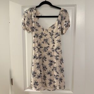 La Hearts Cream and Blue Floral Mini Dress